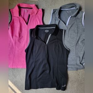 Womens athletic sleeveless polo style shirt